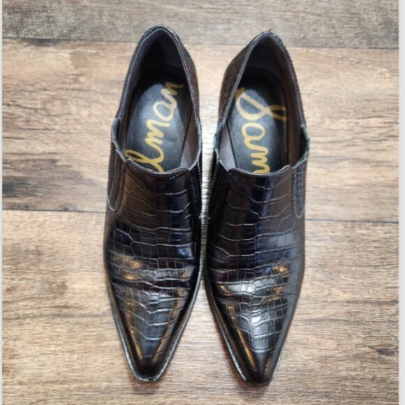 Sam Edelman Walton Croc Embossed Leather Ankle‎ Booties - Picture 5 of 16